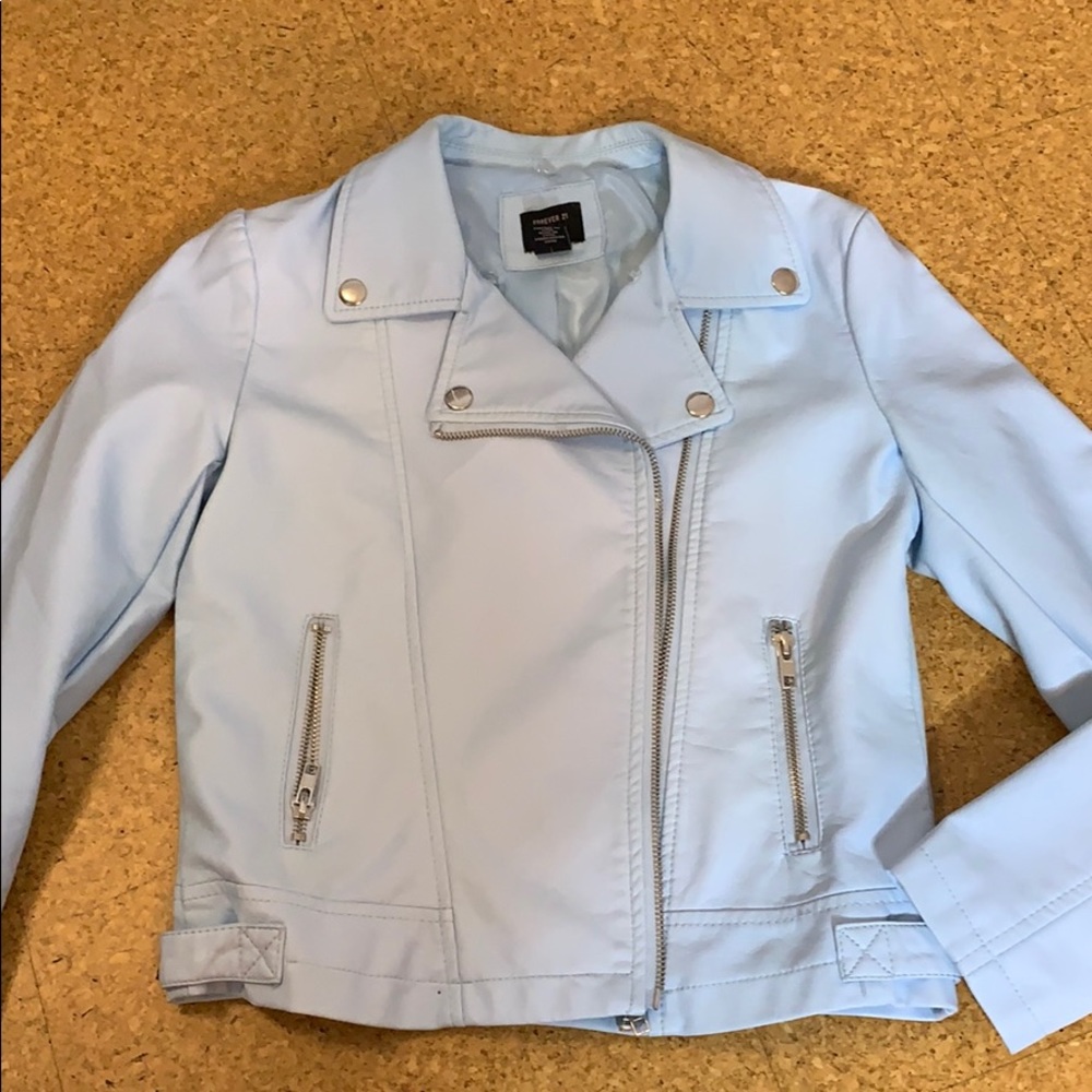 Baby blue pleather jacket